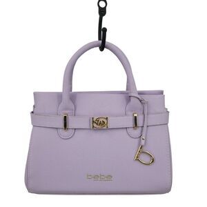 Bebe Womens Vegan Evie Satchel Bag Lilac Pastel Purple‎ Faux Leather Top Handle